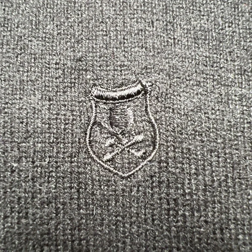 The Kooples Sports Cashmere Henley Sweater Mens Large Black Golf Logo Buttons